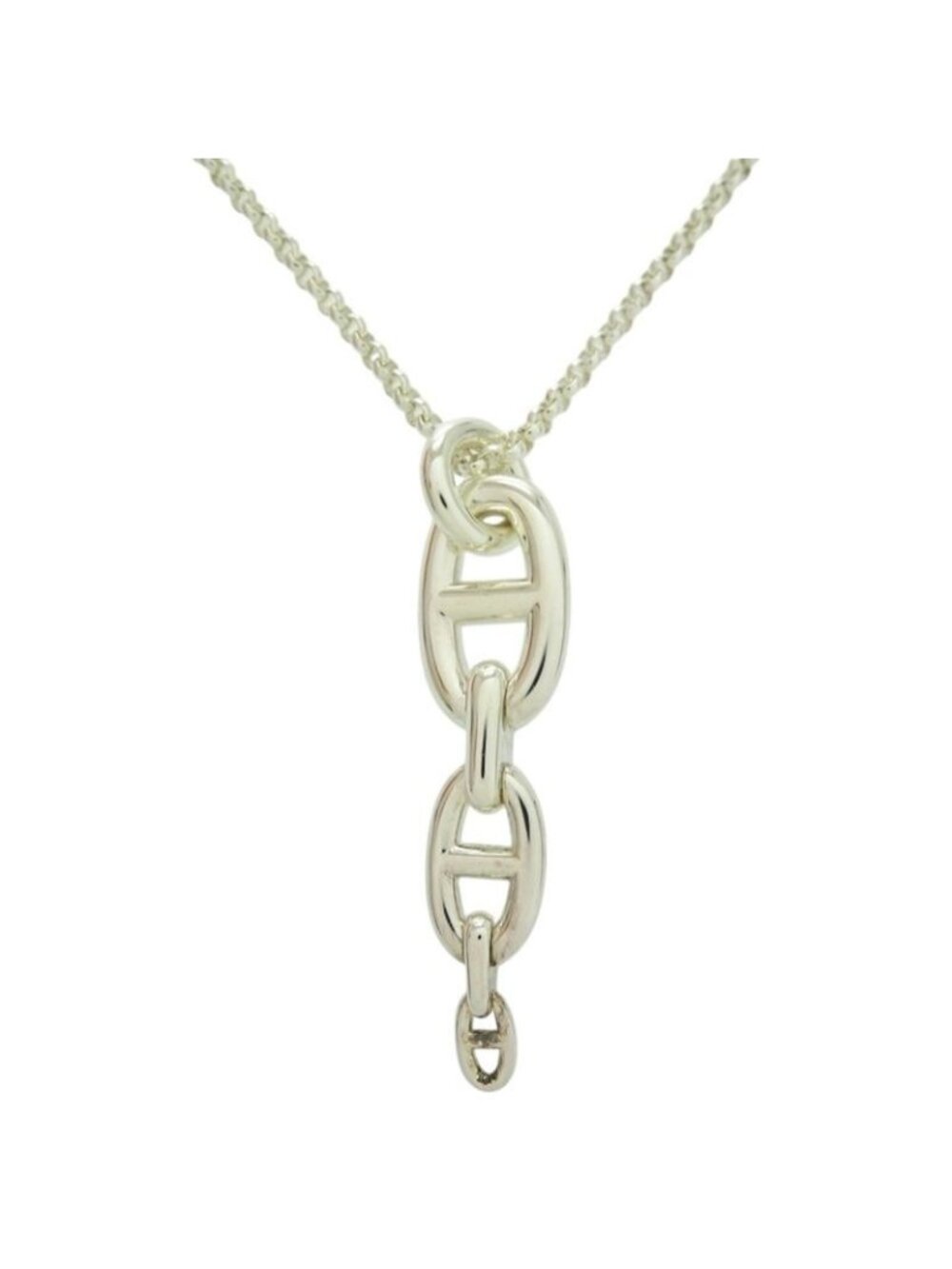 Hermes Chaine D'ancre Ancienne 22 925 Silver Necklace 1191